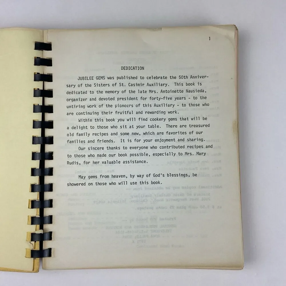 Jubilee Gems Cookbook 1971 Sisters Of Saint Casimir Auxiliary Lithuanian Recipes